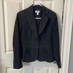 LOFT Black Denim striped Blazer, size 2